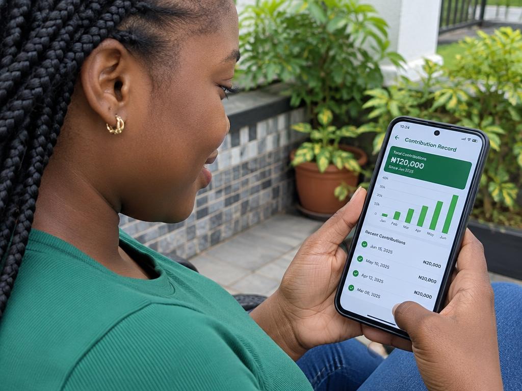 A participant viewing a contribution record on a phone
